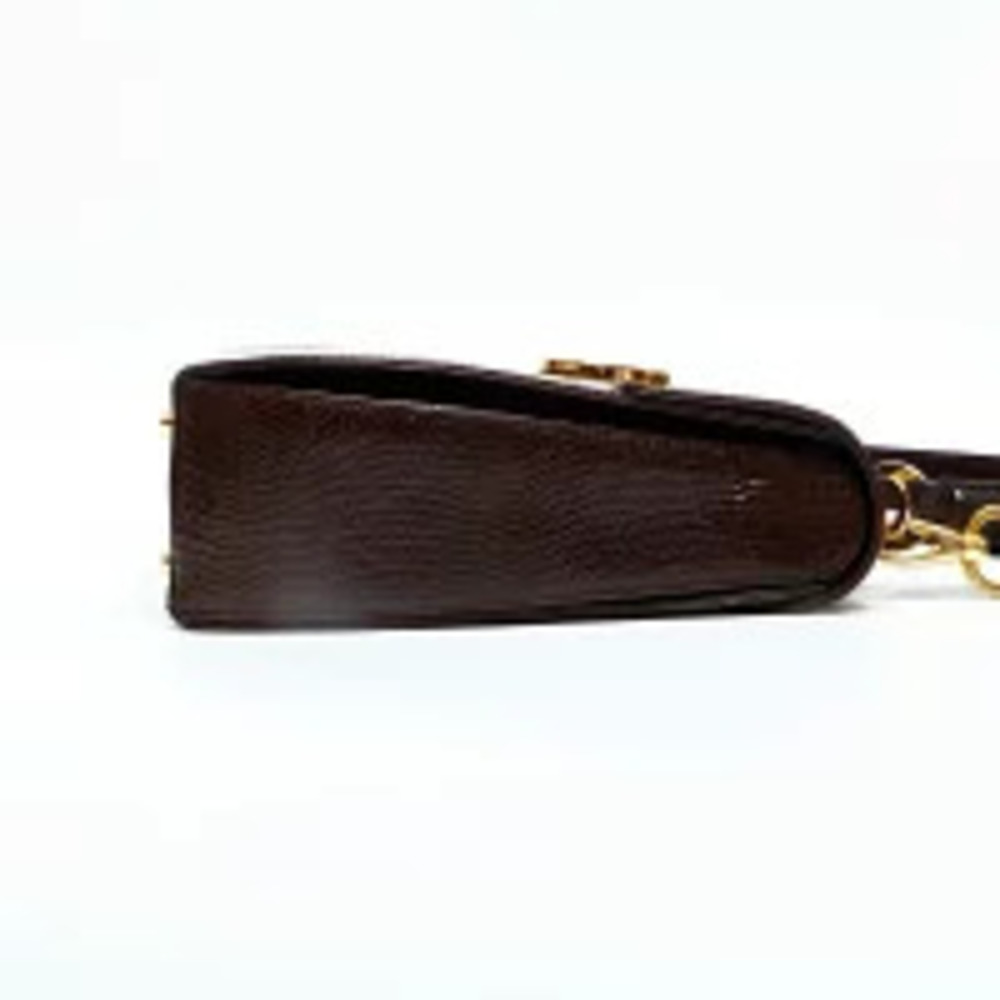 Salvatore Ferragamo Embossed Leather Gancini Handbag Brown - Picture 5 of 13